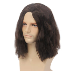 Curly Dark Brown Men's Wig Middle Part Cosplay Anime Heat Resistant