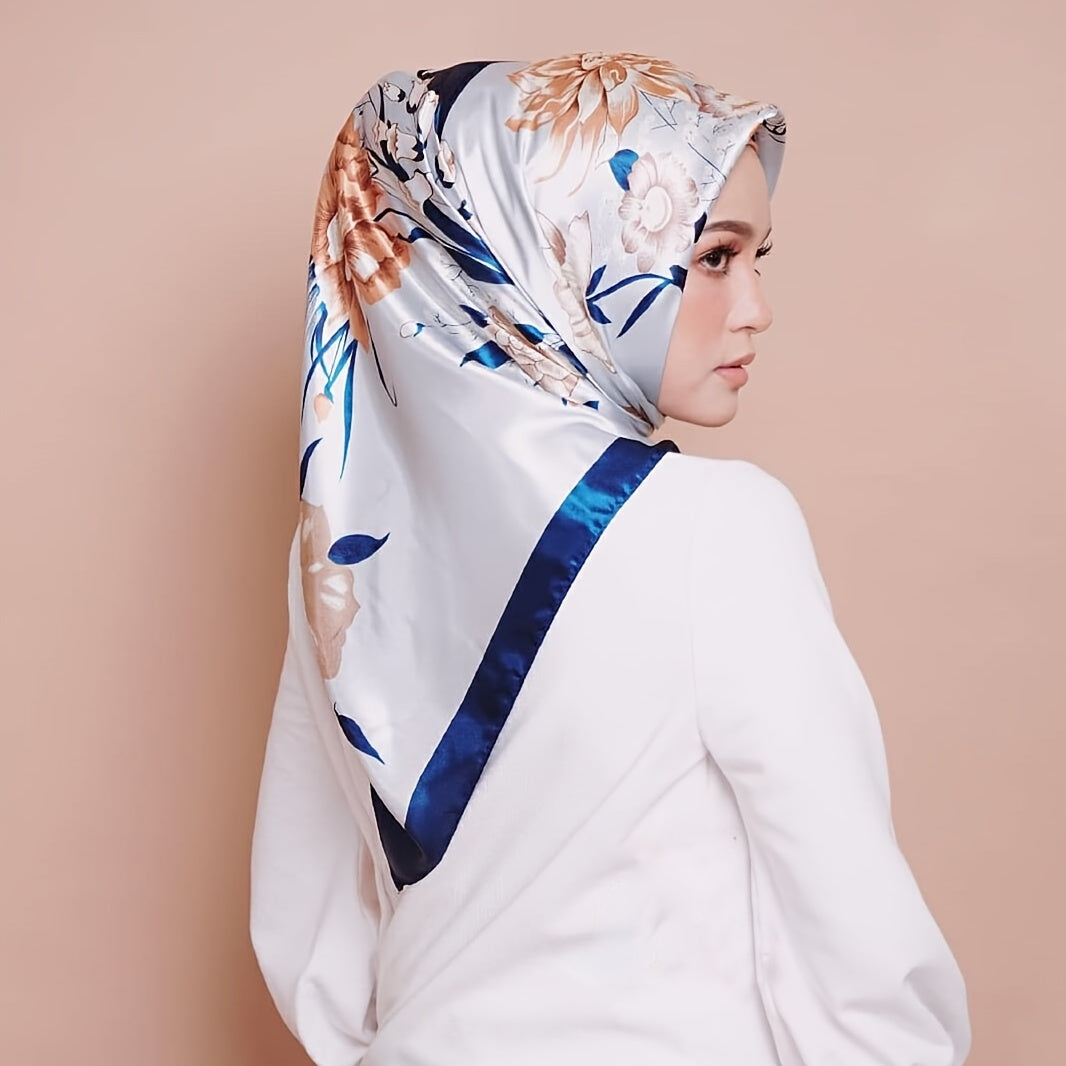 Satin Square Scarf Silk Large Neckerchief Accessory