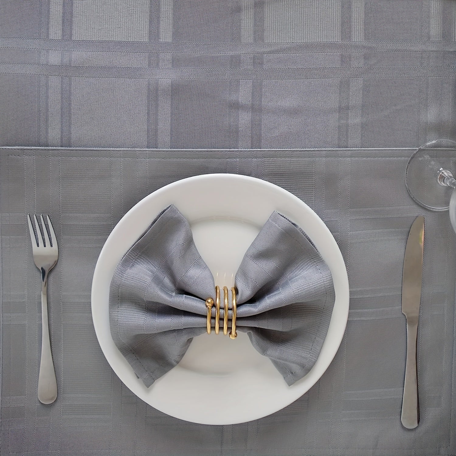 Natalie Gray Polyester Rectangle Tablecloth Wrinkle Resistant