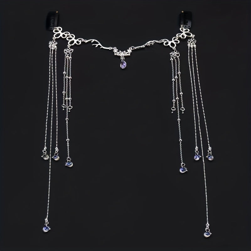 Chinese Retro Tassel Headpiece Rhinestone Hair Pin for Women