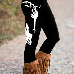  Horse Print High Stretch Slim Fit Leggings