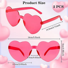2pcs Heart Sunglasses Frameless Funny Heart Glasses Party Favor