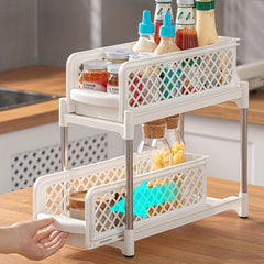 2 Tier Pull Out Spice Organizer Under Sink Storage Rack