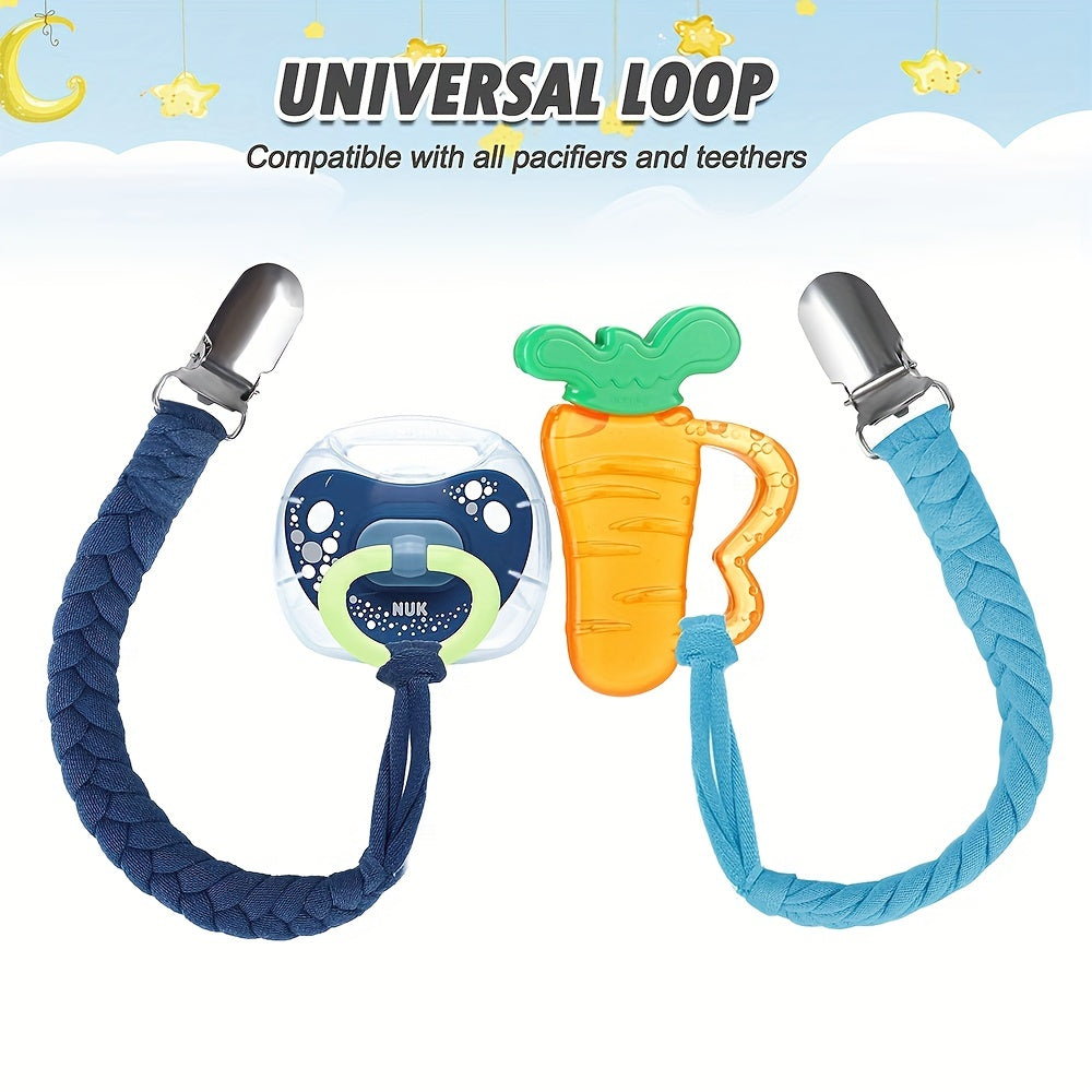 Braided Pacifier Clips For Boys And Girls - Fits All Pacifiers & Toys
