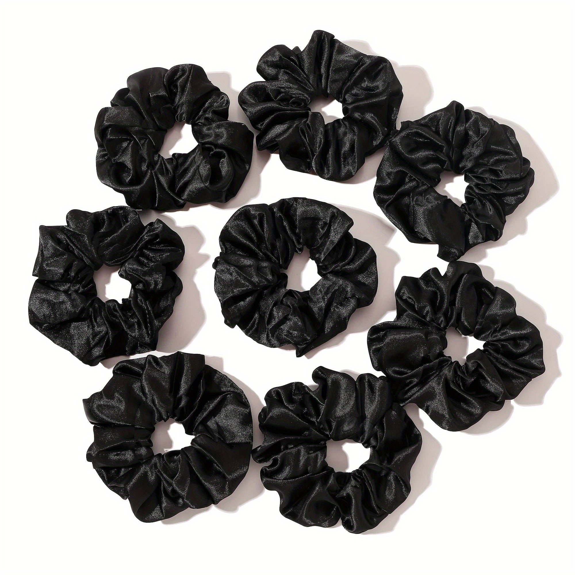 8pcs Large Satin Scrunchie Hair Tie Solid Silky Hair Rope Female Hair Accessorie
