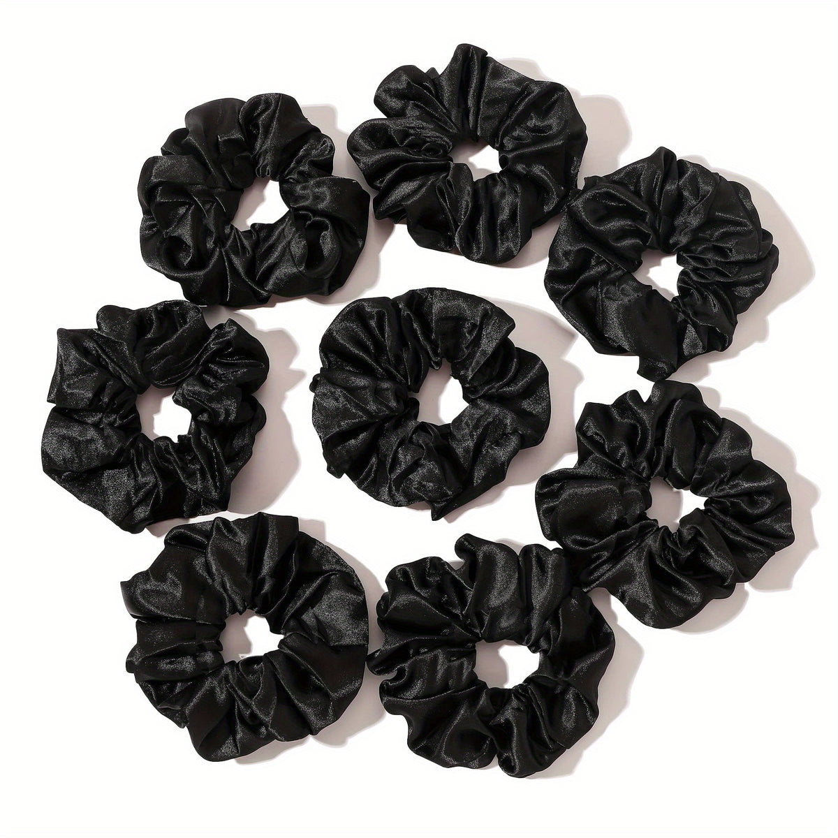 8pcs Large Satin Scrunchie Hair Tie Solid Silky Hair Rope Female Hair Accessorie