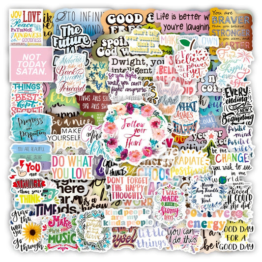 100pcs Positive Quote Stickers Motivational Waterproof Vinyl Stickers