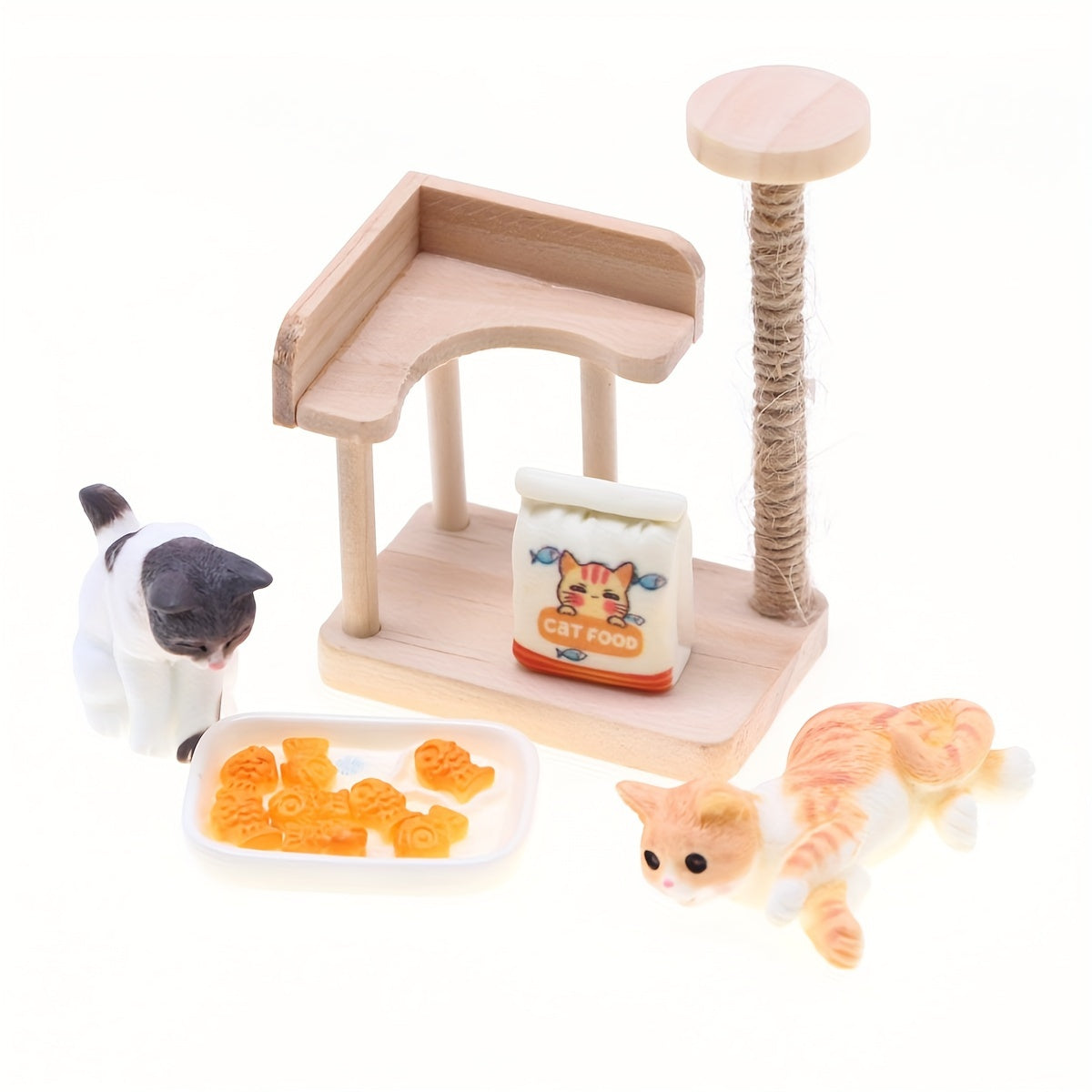 Wooden Cat Climbing Frame with Jute Scratching Reversible Cat Tree