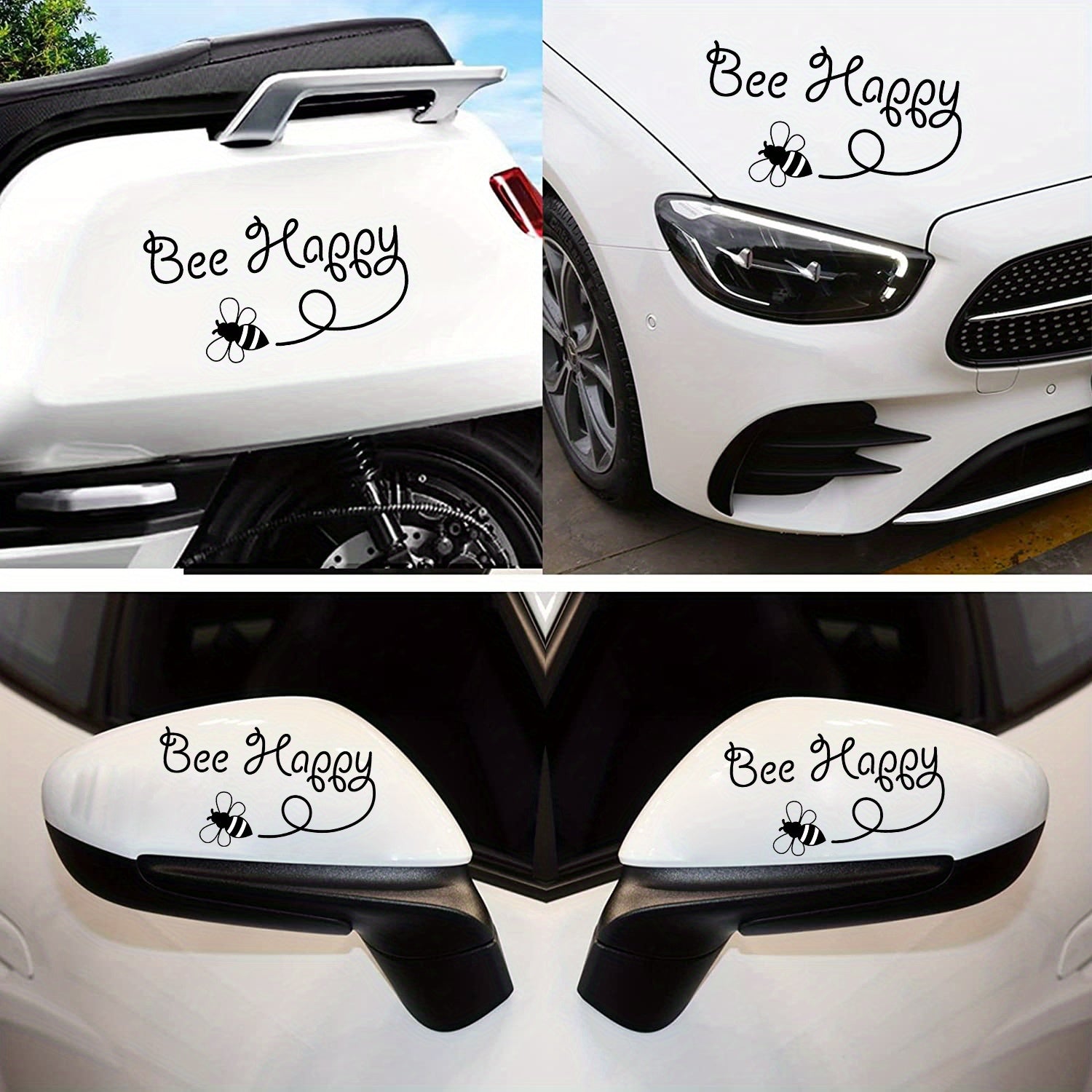 Creative Cartoon Bee Flying Car Fuel Tank Cover Sticker