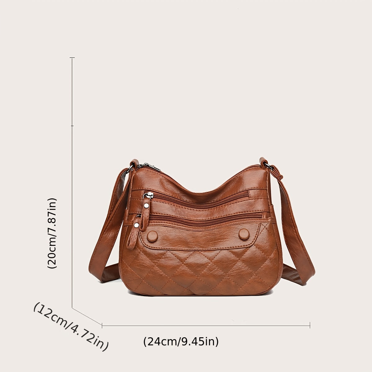 Vintage Quilted Crossbody Bag Retro Layer Shoulder Bag Women's Casual Handbag