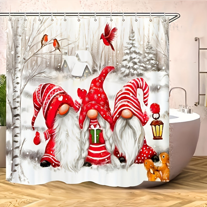 Scandinavian Dwarf Santa Shower Curtain - Waterproof