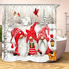 Scandinavian Dwarf Santa Shower Curtain - Waterproof