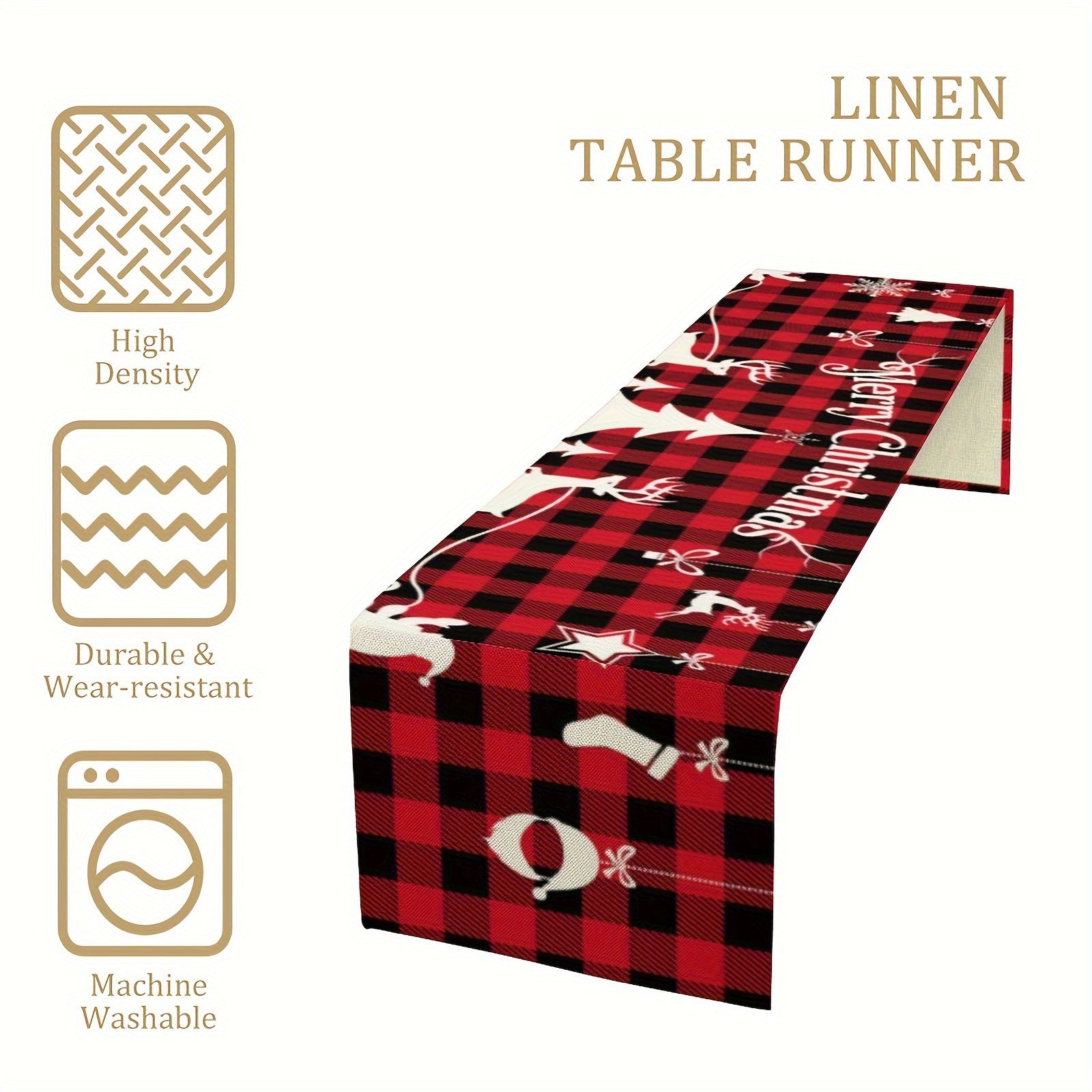 Christmas Linen Table Mat Runner for Indoor/Outdoor Decoration