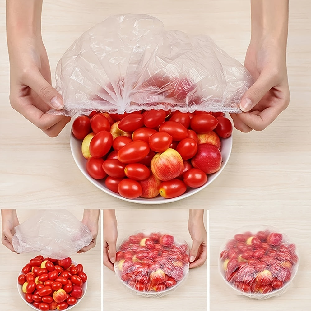 100pcs Disposable Food Storage Covers Elastic Warp Bowl Fresh-keep