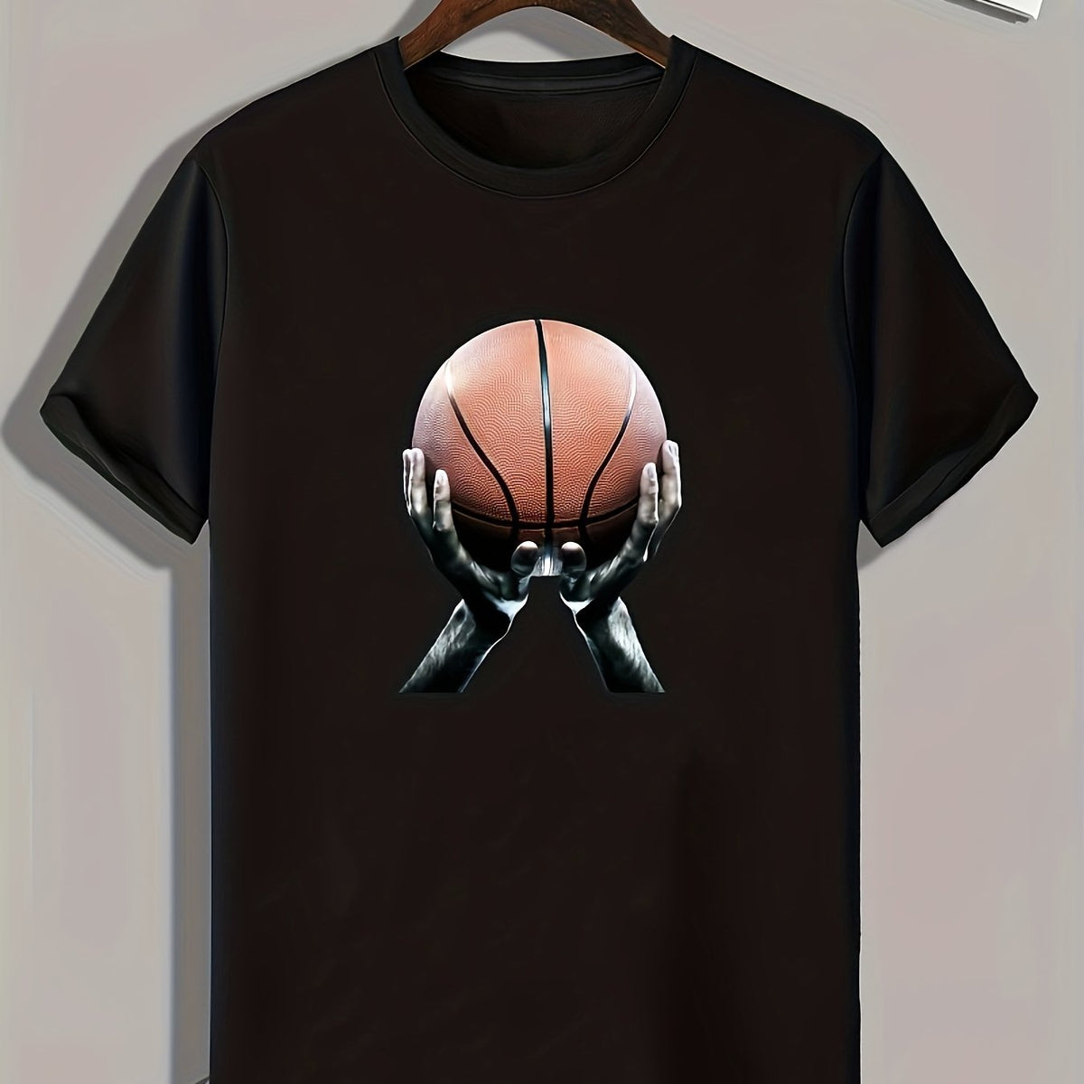 Basketball Pattern Print Men's Comfy Sports T shirt Graphic Tee