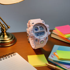 Pink Girls' Waterproof Digital Watch Sports Timer Date Alarm Adjustable Strap