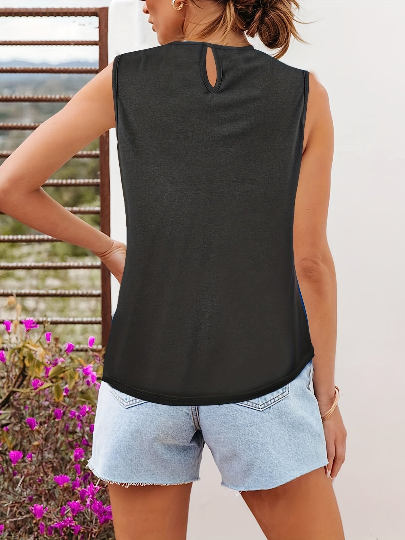 Twist Front Pleated Tank Top Sleeveless Summer Top