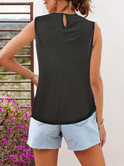 Twist Front Pleated Tank Top Sleeveless Summer Top