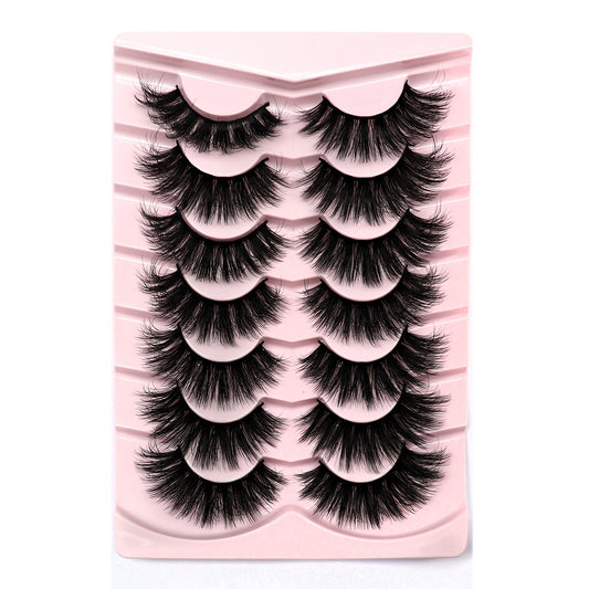 7 Pairs Full Strip Eyelashes Thick Curling 18mm Fluffy False Eyelashes