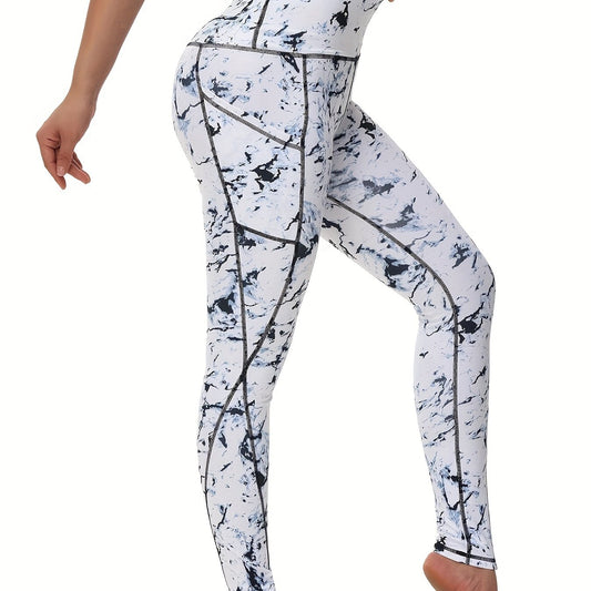High Waist Sports Leggings Tummy Control Printed Pants for Women