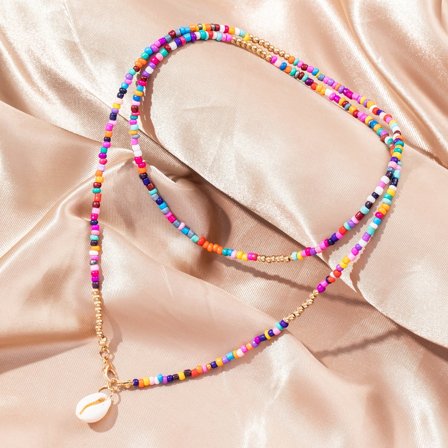 Colorful Beaded Necklace Boho Style Jewelry Decor 1 Pc