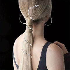 Rhinestone Hair Chains Punk Snake Shape Tassel Hair Clips