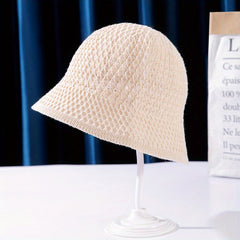 Hollow Crochet Bucket Hat Breathable UV Prot