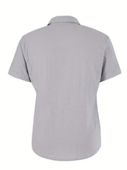 Men's Short Sleeve Casual Shirt with Chest Pockets for Summer
