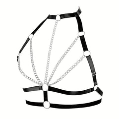Sexy Hollow Out Harness Bra Metal Cage Gothic Chain Belt Bikini Belly Chain