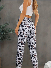 Cow Print Elastic Waist Jogger Pants Women's Activewear