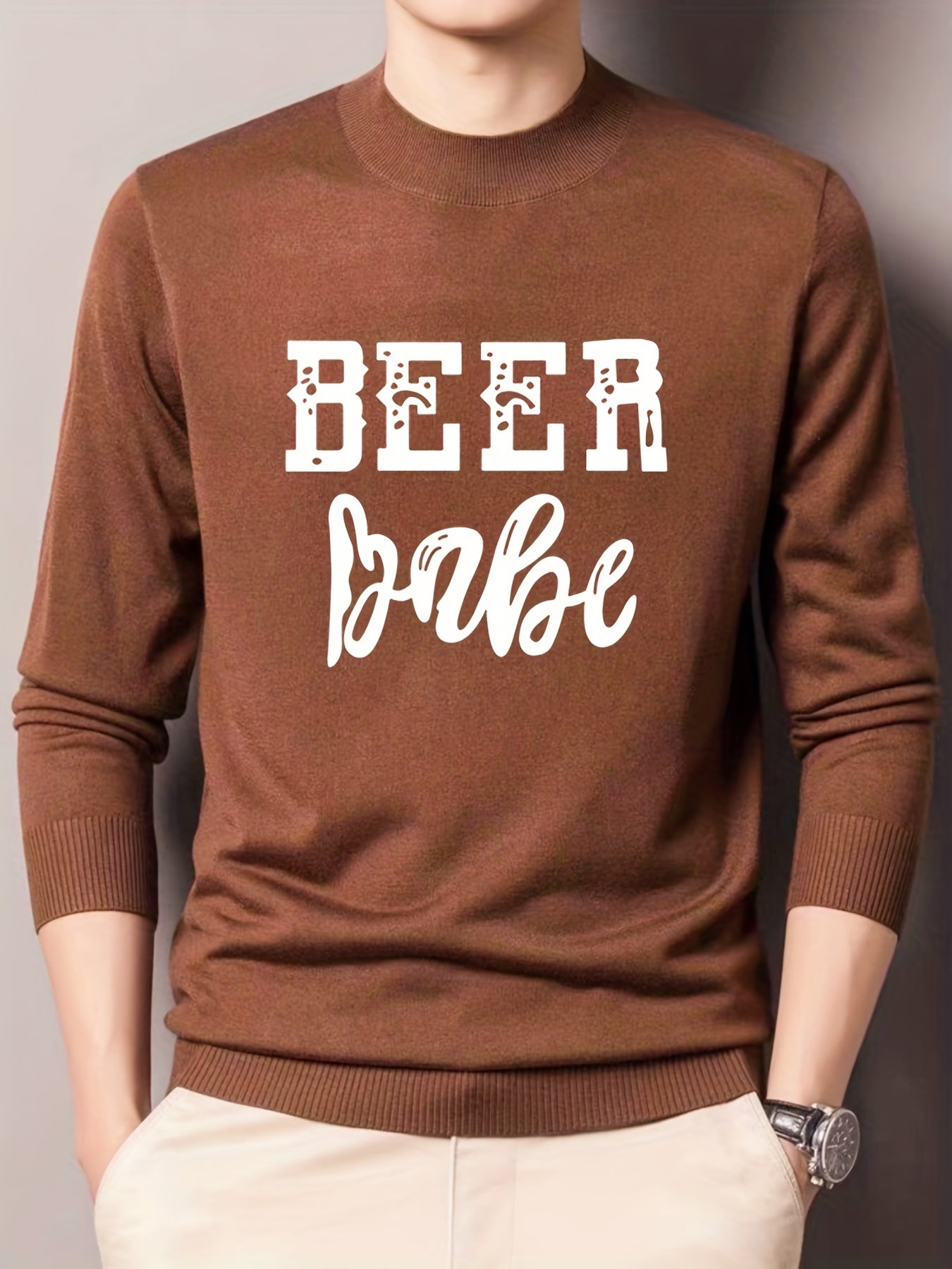 Knitted Crew Neck Pullover Sweater for Men