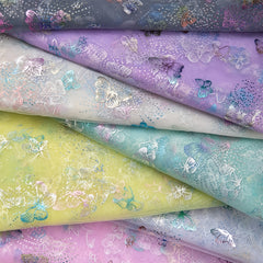 7pcs Butterfly Mesh Tulle Fabrics for DIY Sewing