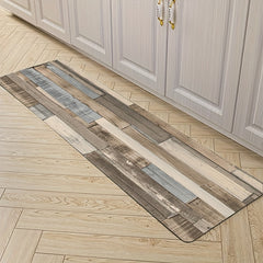 Wood Printed Anti Fatigue Kitchen Rug Waterproof Non Slip