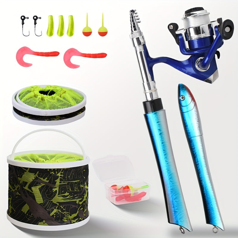 140cm Portable Pocket Fishing Rod Set