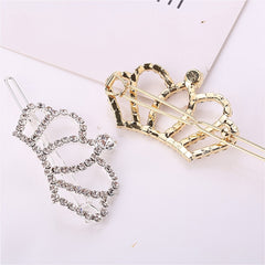 Rhinestone Crown Hairclip Golden Silvery Hairpin Barrette Cyberpunk Y2K