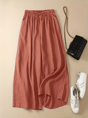 Women's Plus Solid High Waist Wide Leg Pants