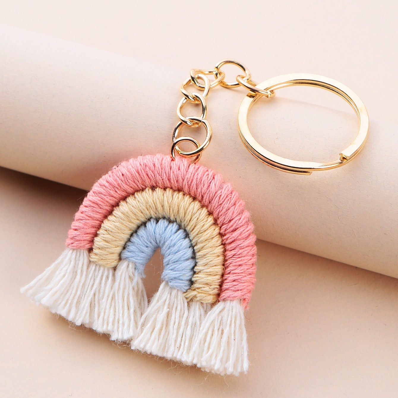 Rainbow Shape Keychain Bag Accessories Pendant Knitting Keychain Girls