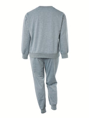  Cross Letter Print Crew Neck Pullover & Joggers Set