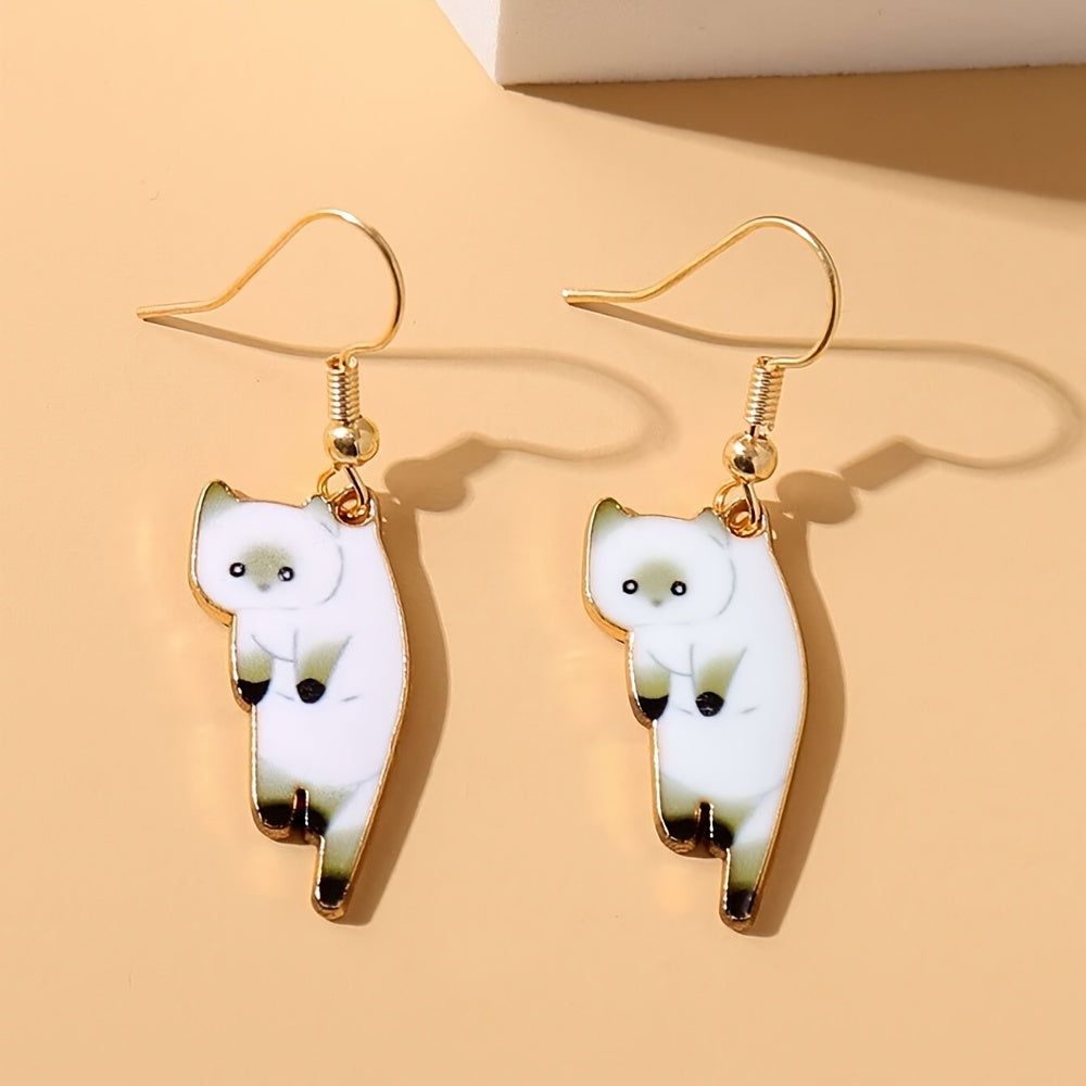 Cartoon Kitten Pendant Earrings Women's Jewelry 5 Colors