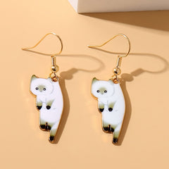 Cartoon Kitten Pendant Earrings Women's Jewelry 5 Colors