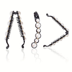 6pcs Pearl Decor Hair Clip Non-slip Ponytail Holder