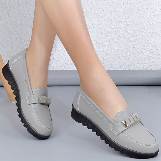 Women's Metal Decor Flat Shoes Comfortable Slip On Anti-Skid Shoes
