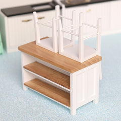 1:12 Scale Dollhouse Dining Table and Chairs Set with Food Items