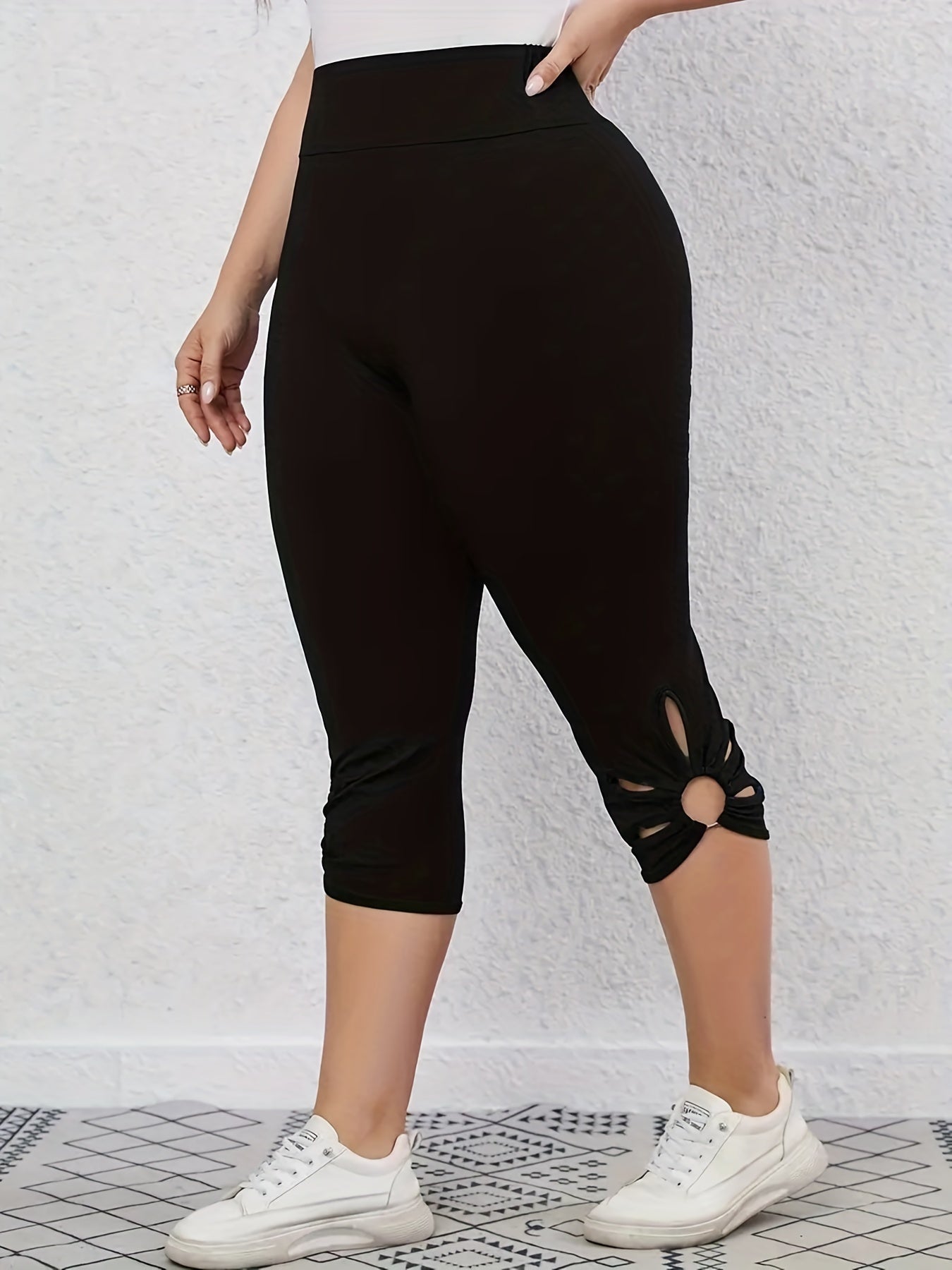 Ring Linked Skinny Capris Leggings for Women