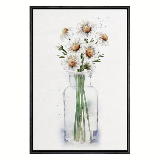 Watercolor Daisy Bouquet in Glass Vase Wall Decor - Various Sizes
