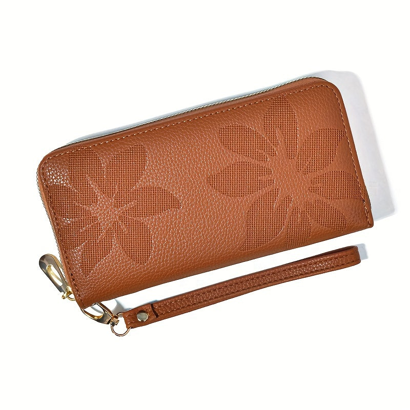 Women's Long Wallet Coin Purse Retro Flower Handheld Large Capacity Purse