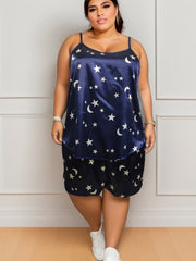  Star & Moon Print Cami Top & Shorts 2 Piece Set