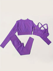 Yoga Set Long Sleeve Crop Top & Leggings Women's Activewear