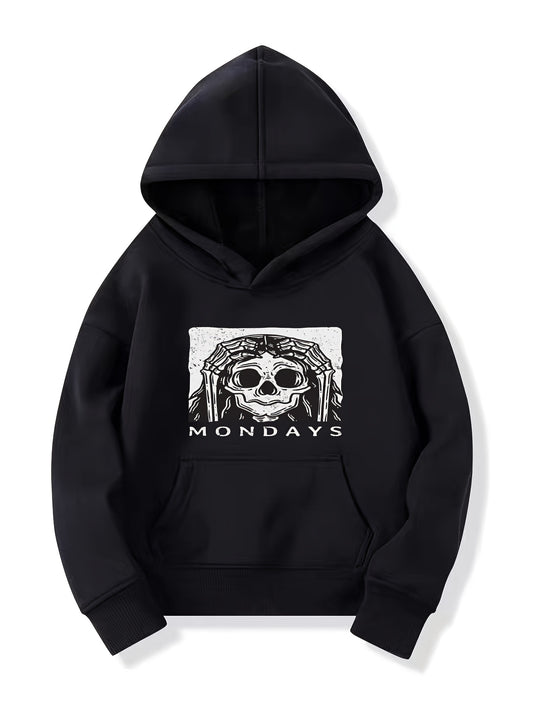 Monday Skull Pattern Smart Hoodie For Girls