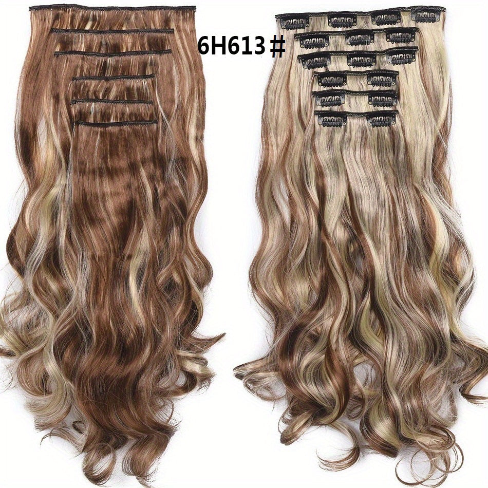 6pcs Body Wave Hair Extensions 55-88cm Double Weft Synthetic Heat Resistance